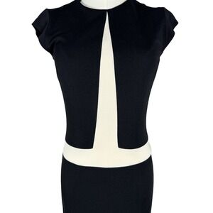 Black White Colorblock Sheath Party Dress Sleeveless ABS Allen‎ Schwartz Small